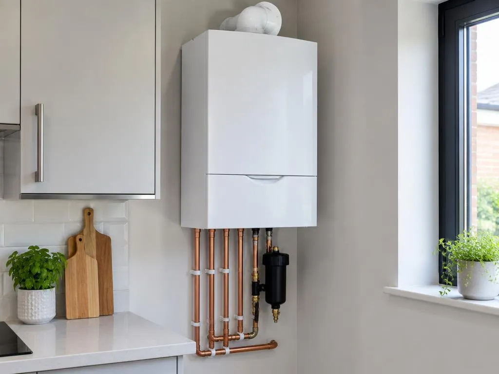 New boiler installed on a wall, gas boiler installation in Hampshire