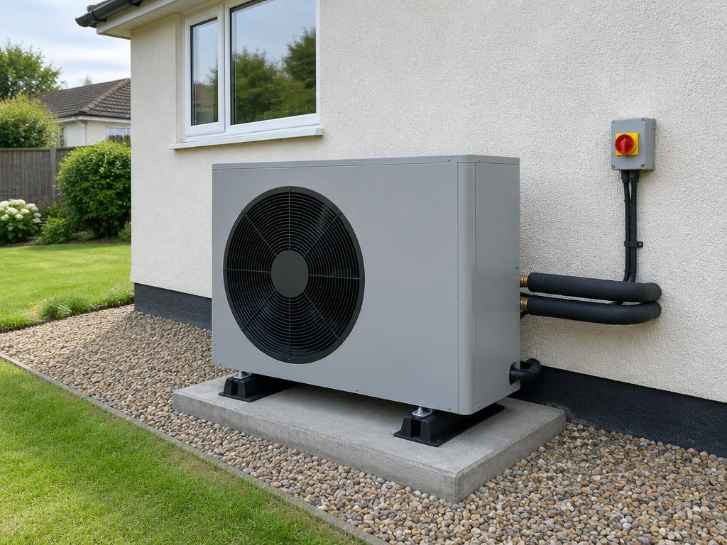 Air source heat pump installation for a bungalow, Petersfield