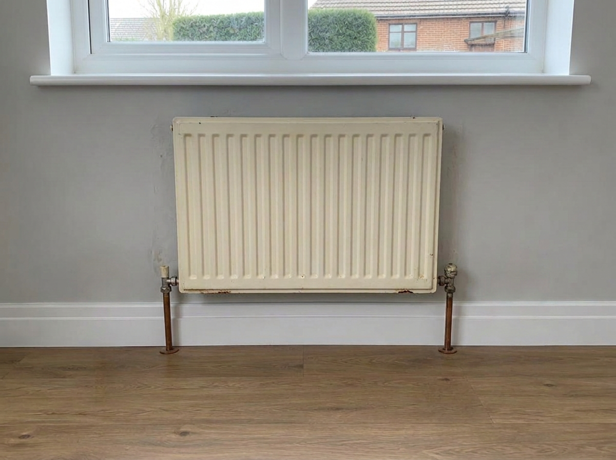Before: Radiator replacement with thermostatic valve, Farnham