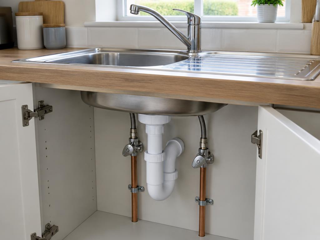 Kitchen mixer tap and isolation valves, Basingstoke